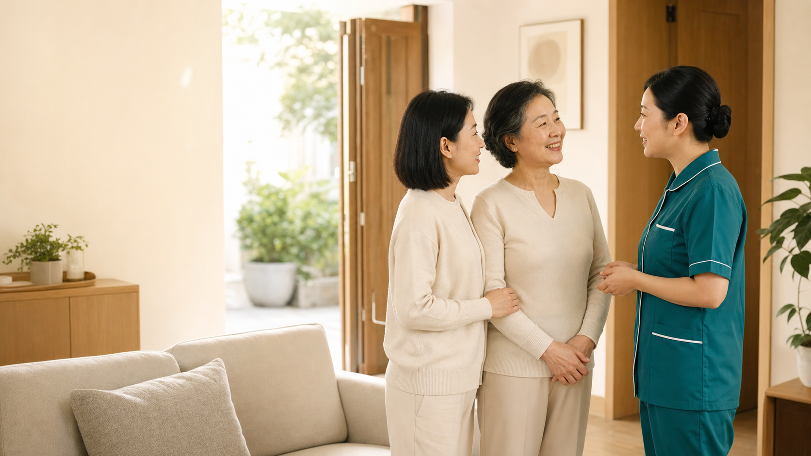 颐家专业照护师在家庭中提供服务